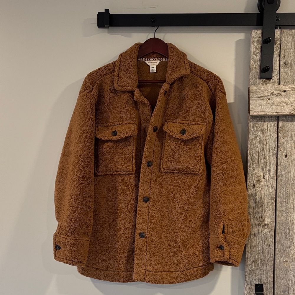 Weatherproof Women's Tan Brown Sherpa Teddy Jacket Oversized size medium